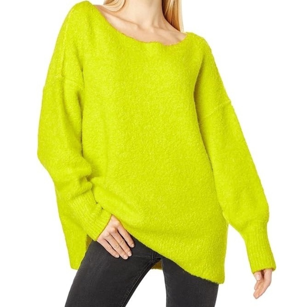Free People Moira Slouchy Tunic Sweater- Citron Sun Size XS